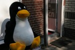 Tux at the front door